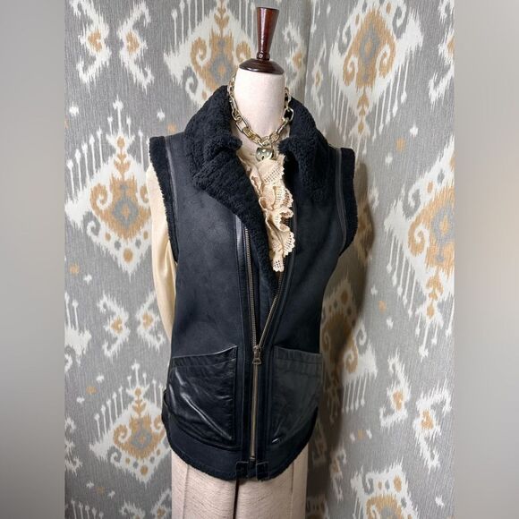 Polo Ralph Lauren Black Unisex Portuguese Lamb Shearling Aviator Vest - Picture 16 of 16